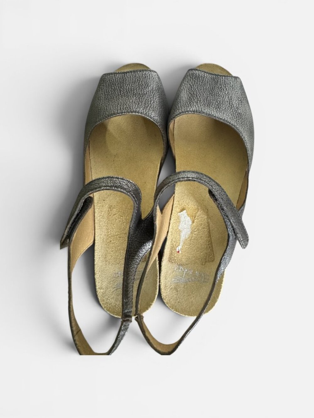 Dansko Marcy Metallic Pewter Wedge Slingback Sandals 10.5/11 - Picture 3 of 7